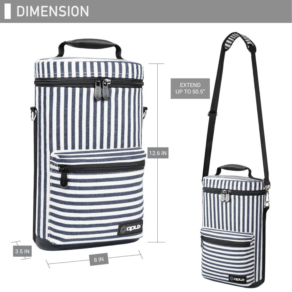 2 Bottle Wine Carrier Bag With Zippered Front Pocket