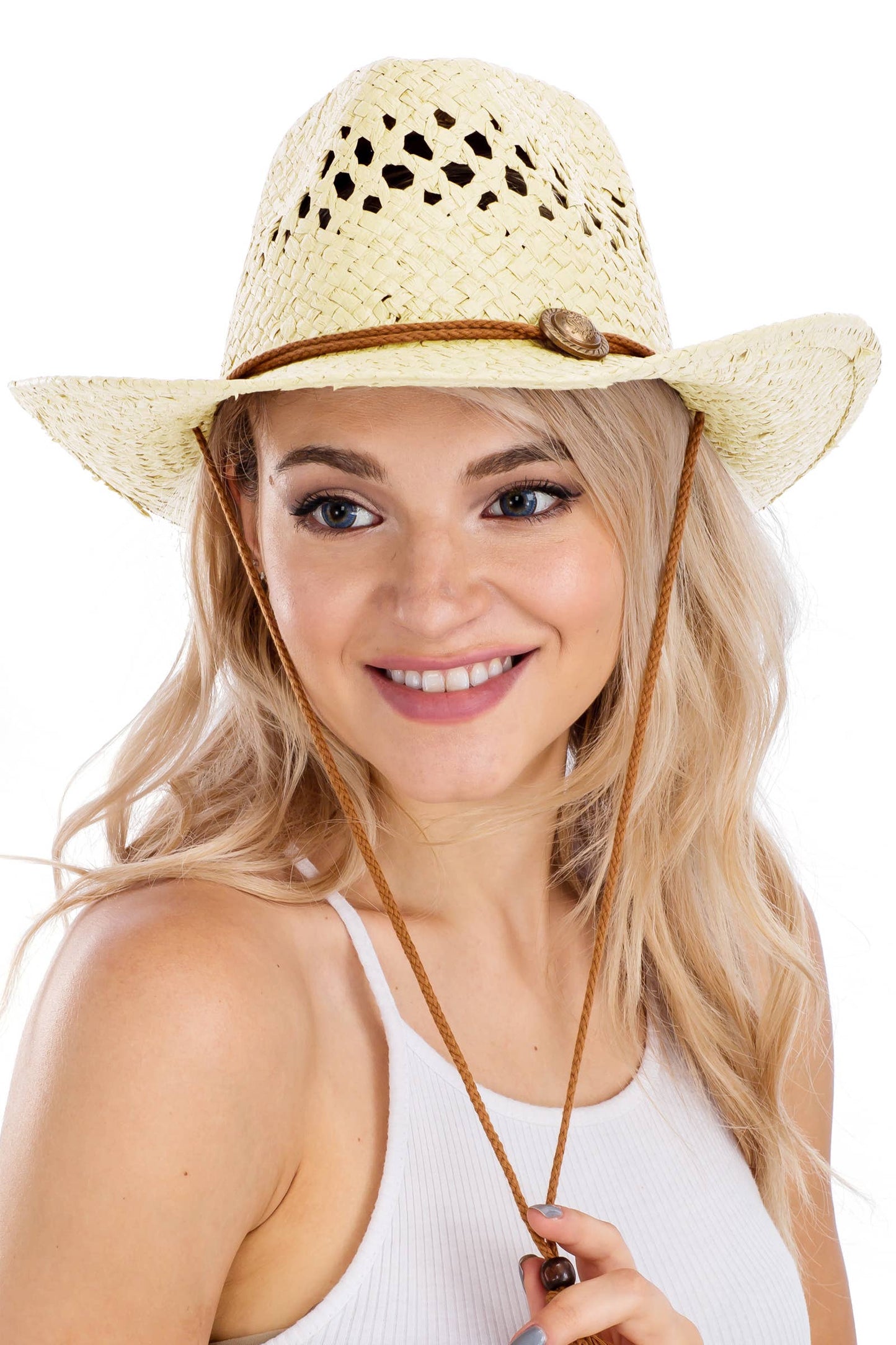 Simplistic Woven Raffia Paper Straw Cowboy Hat