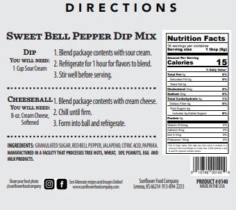 Sweet Bell Pepper Dip Mix-Multiple Uses in 1 Packet!