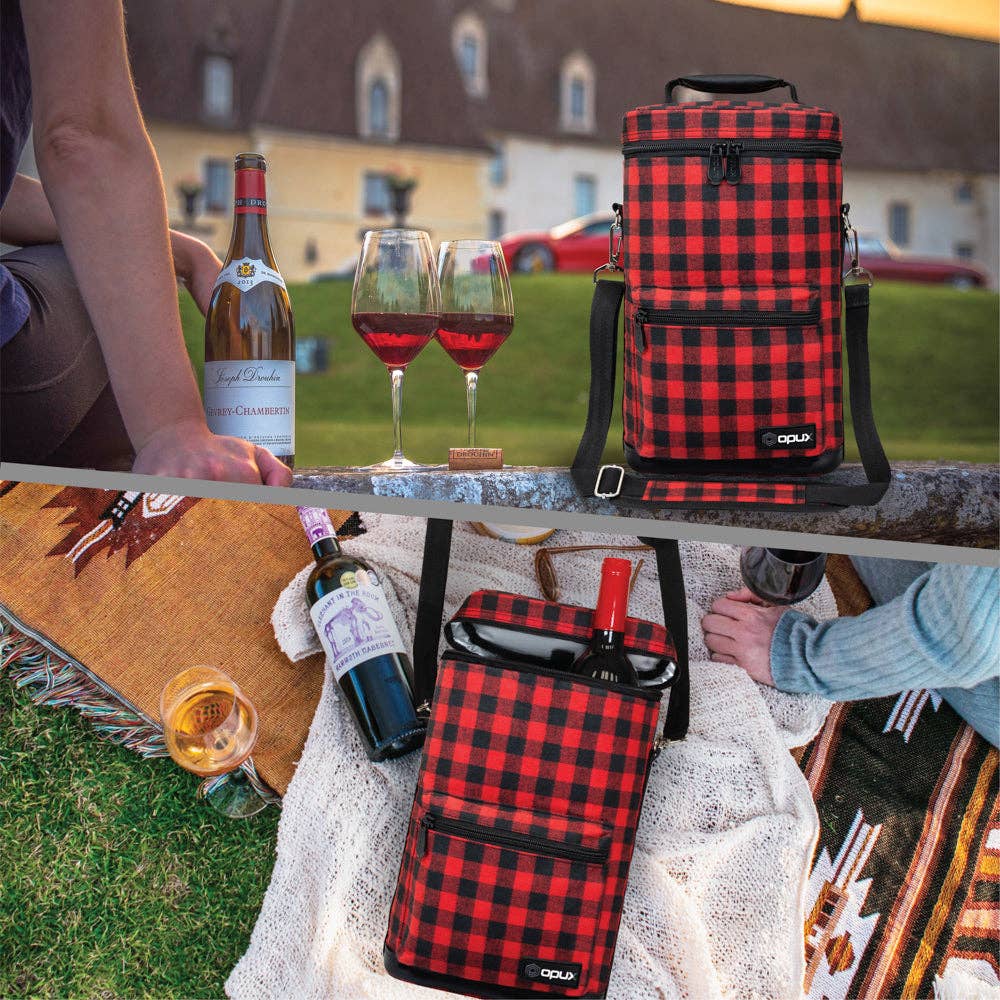 2 Bottle Wine Carrier Bag With Zippered Front Pocket