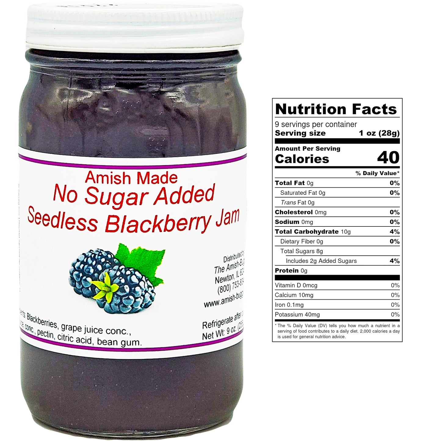Amish Made No Sugar Added Jams 8 oz.