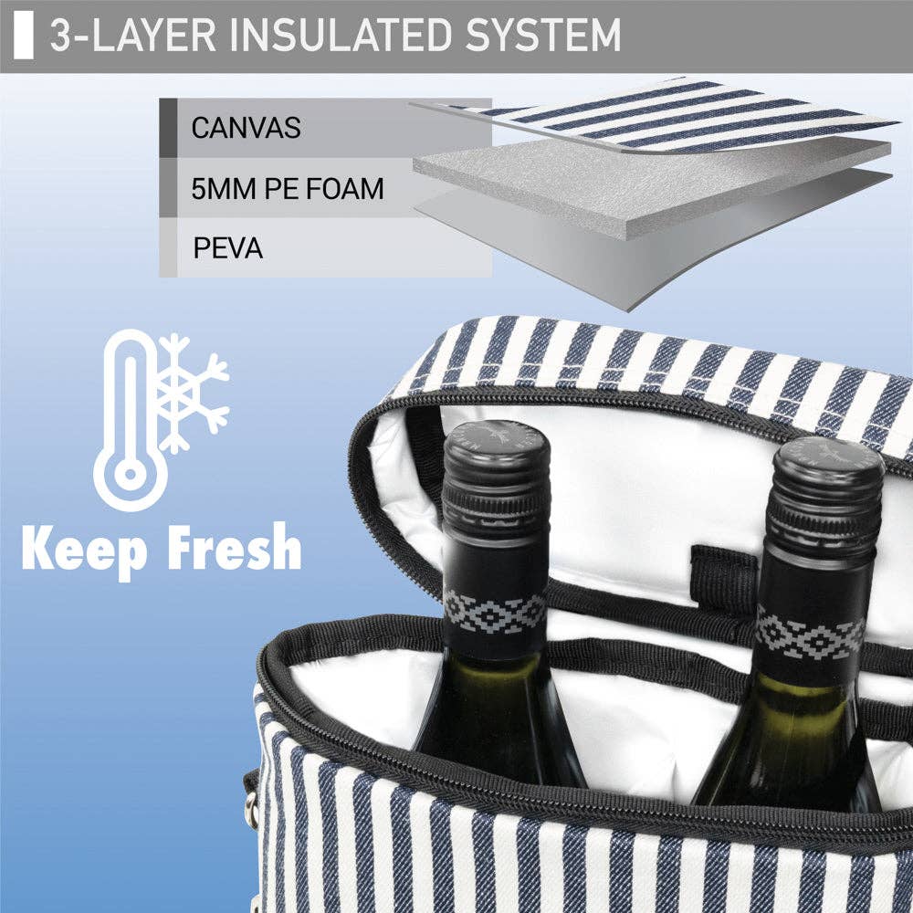 2 Bottle Wine Carrier Bag With Zippered Front Pocket