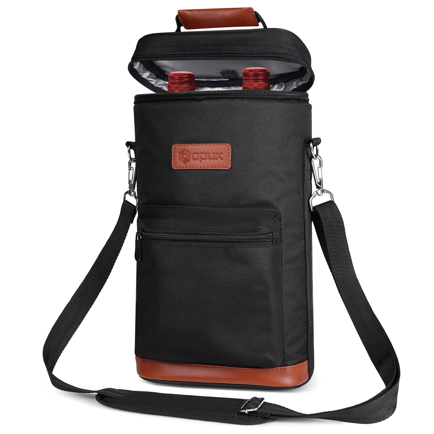 2 Bottle Wine Carrier Bag With Zippered Front Pocket