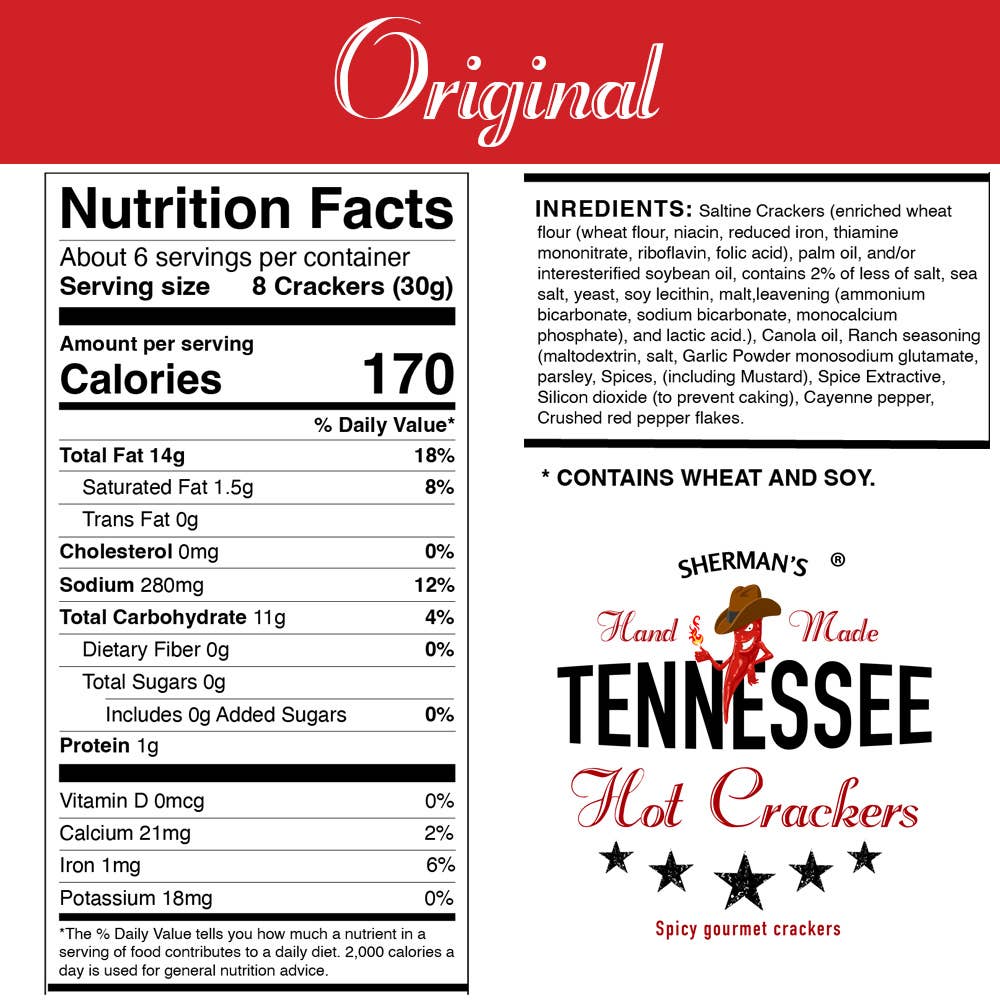 Sherman's Tennessee Hot Crackers, Original 700