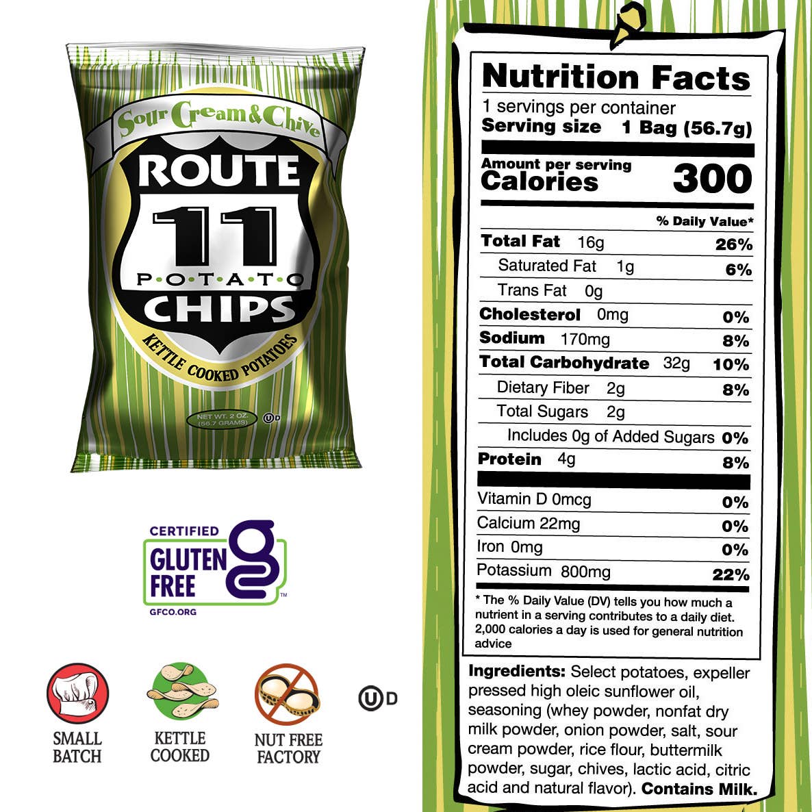 Route 11 Sour Cream & Chive Potato Chips 2 oz.