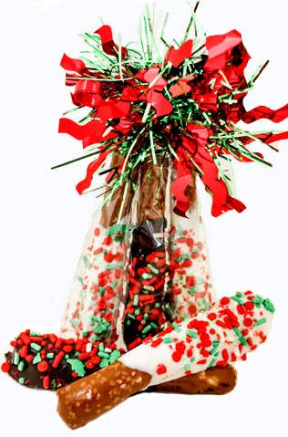 Christmas Chocolate dipped Pretzel Rods 3pk
