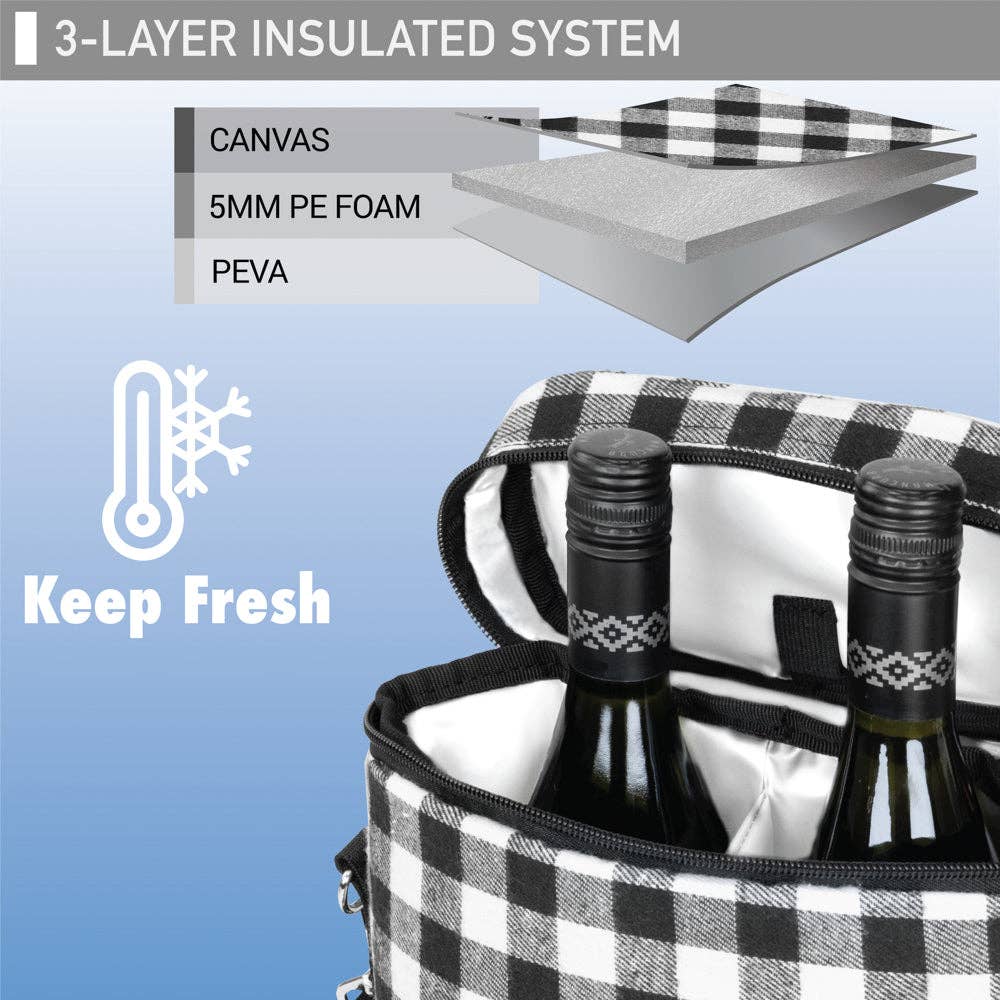 2 Bottle Wine Carrier Bag With Zippered Front Pocket