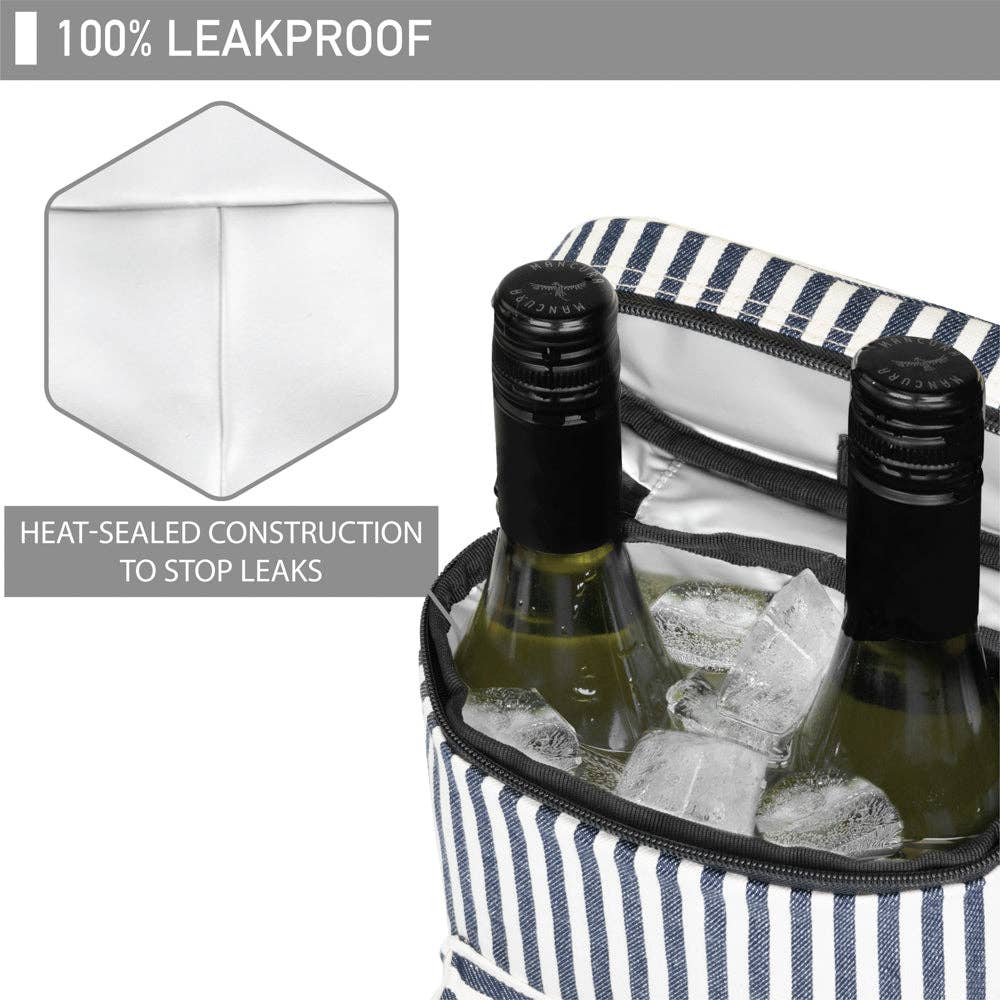 2 Bottle Wine Carrier Bag With Zippered Front Pocket