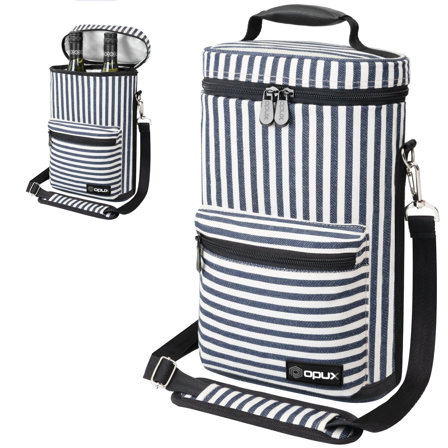2 Bottle Wine Carrier Bag With Zippered Front Pocket