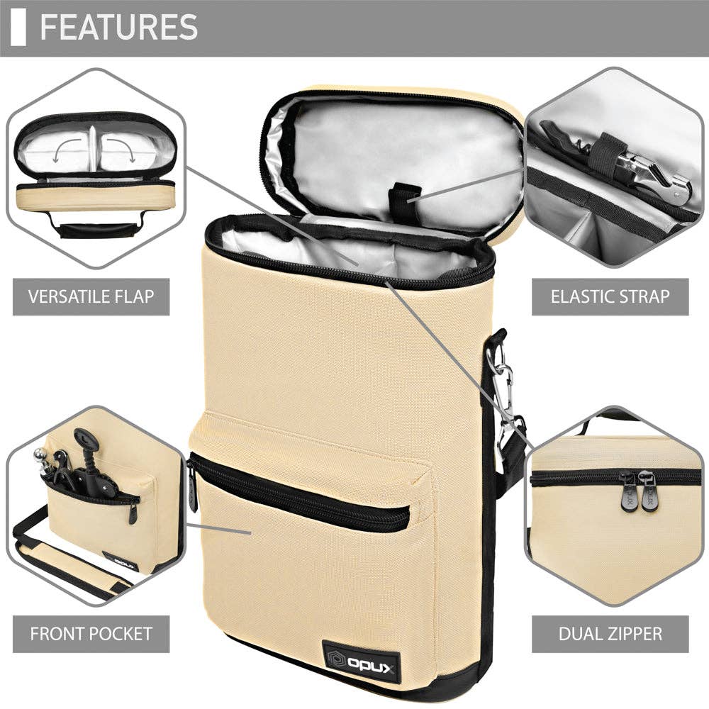 2 Bottle Wine Carrier Bag With Zippered Front Pocket