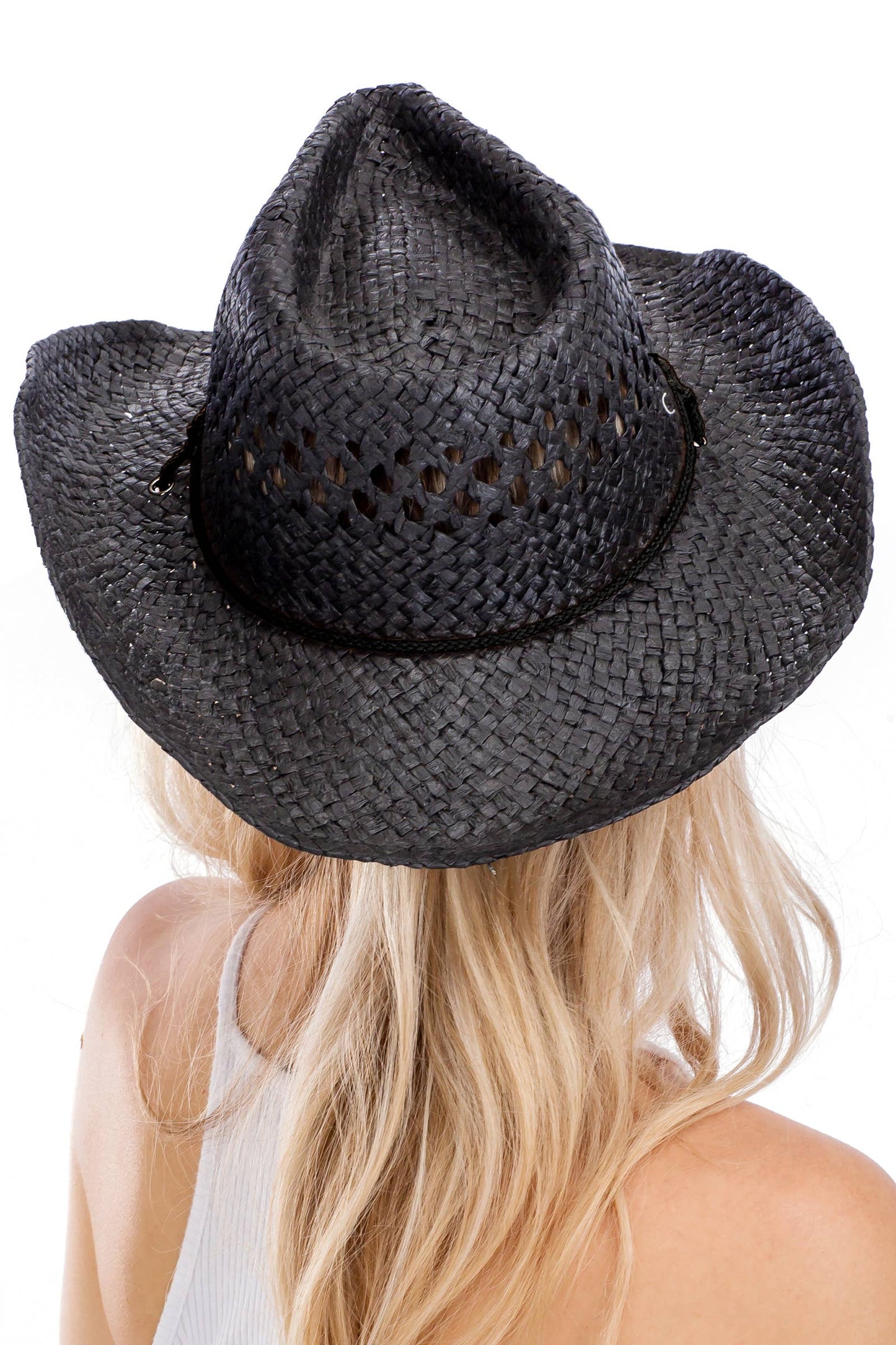 Simplistic Woven Raffia Paper Straw Cowboy Hat