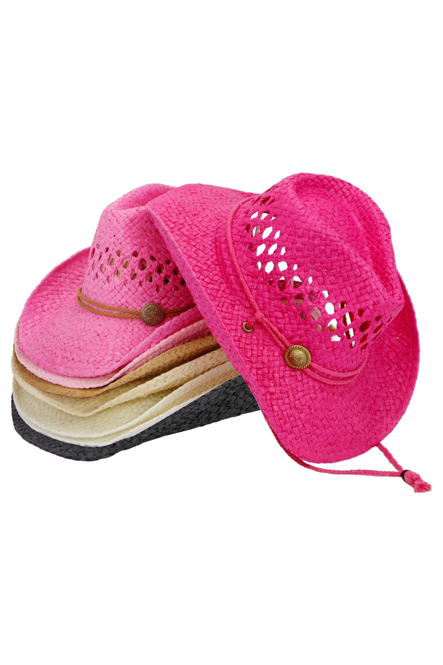 Simplistic Woven Raffia Paper Straw Cowboy Hat