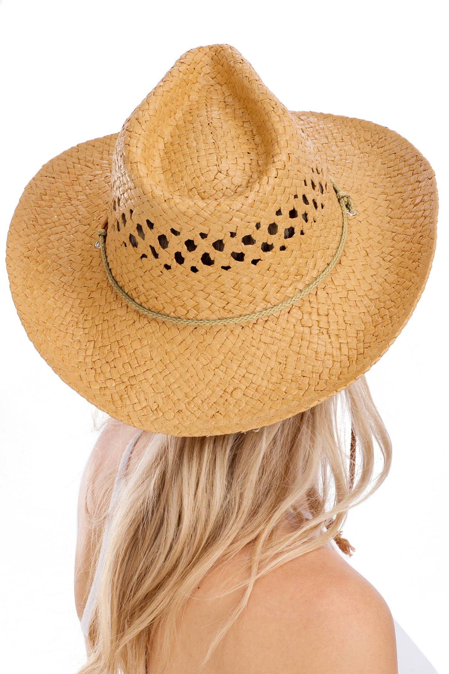 Simplistic Woven Raffia Paper Straw Cowboy Hat