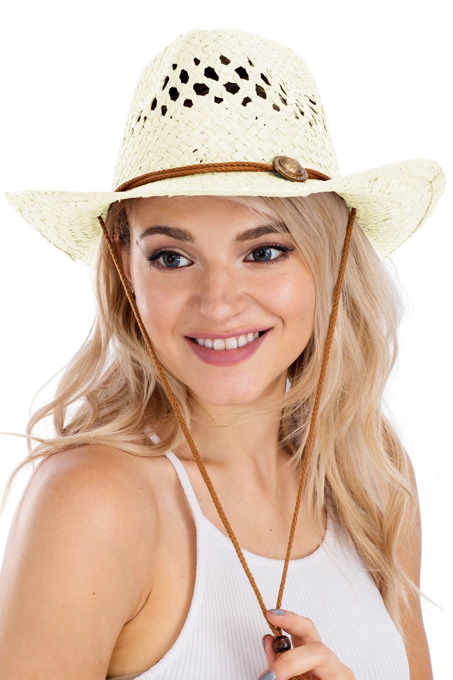 Simplistic Woven Raffia Paper Straw Cowboy Hat