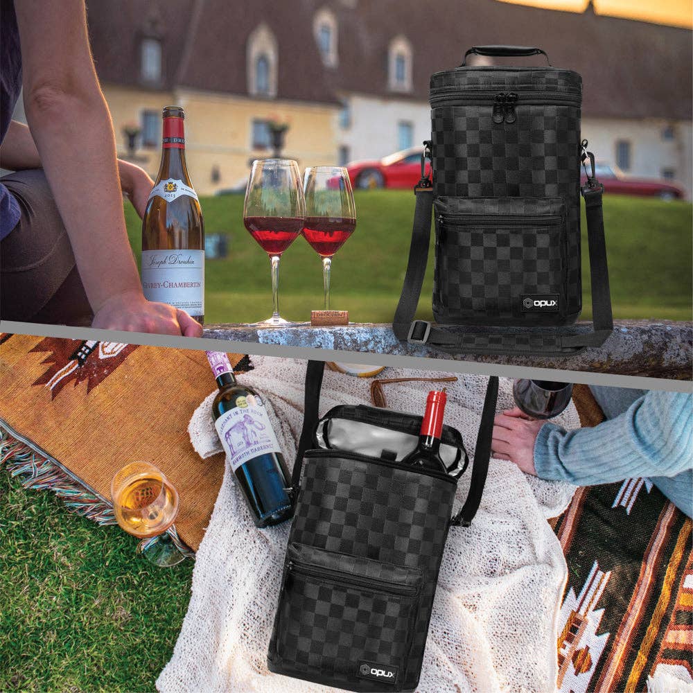 2 Bottle Wine Carrier Bag With Zippered Front Pocket