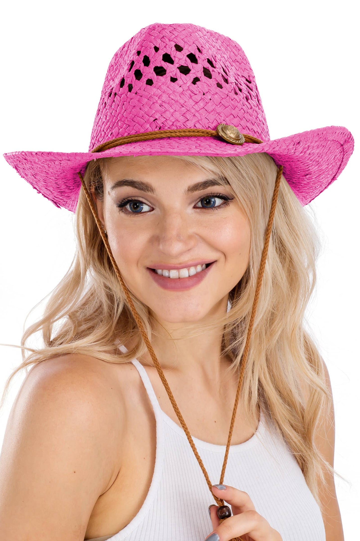 Simplistic Woven Raffia Paper Straw Cowboy Hat