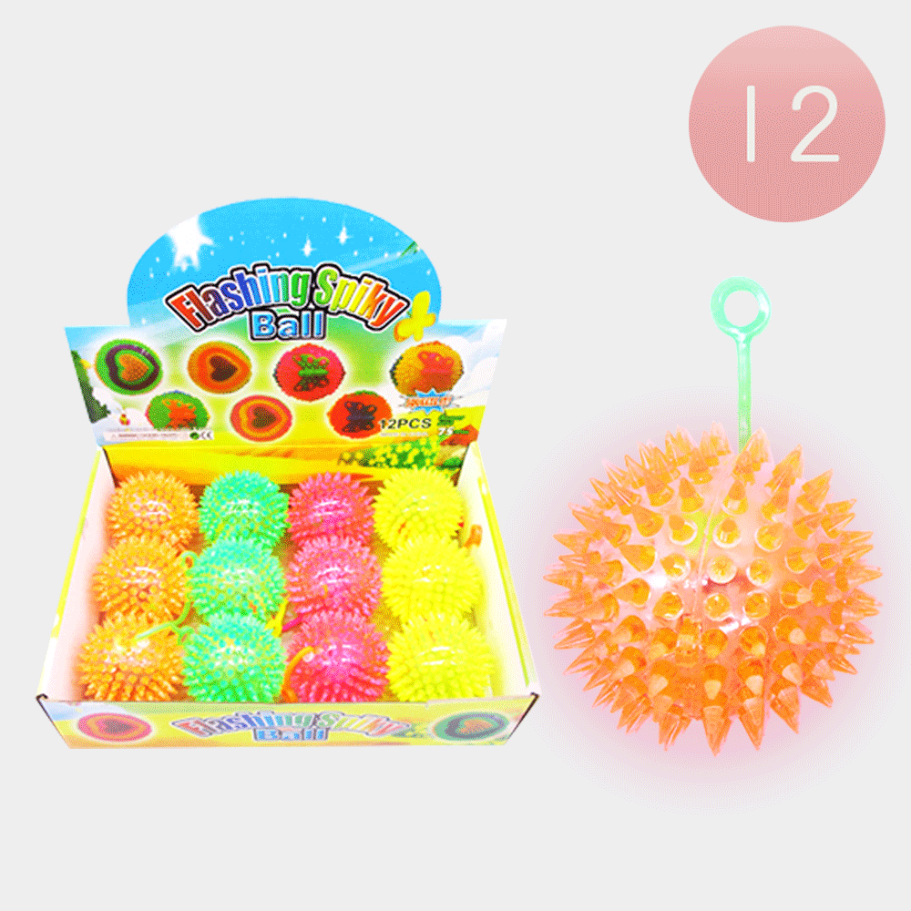 12PCS - Colorful Light Up Flashing Spiky Balls