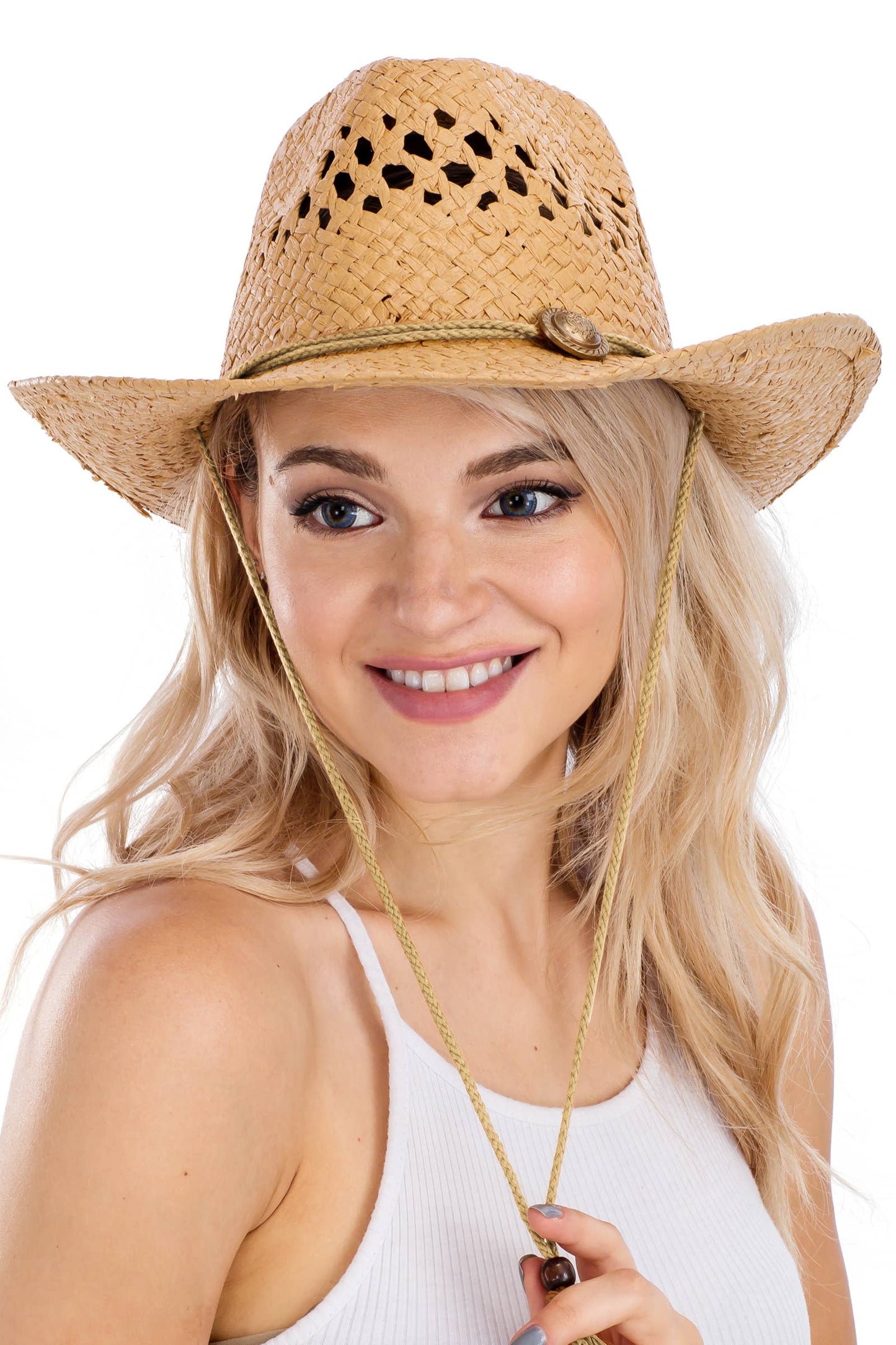 Simplistic Woven Raffia Paper Straw Cowboy Hat