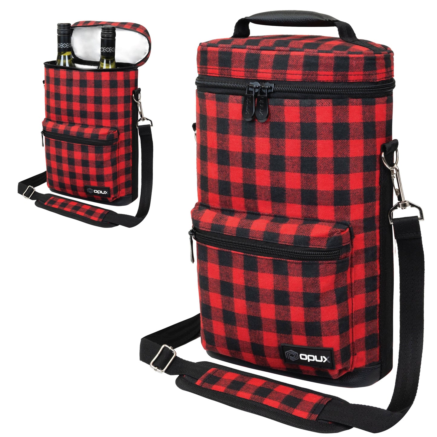 2 Bottle Wine Carrier Bag With Zippered Front Pocket