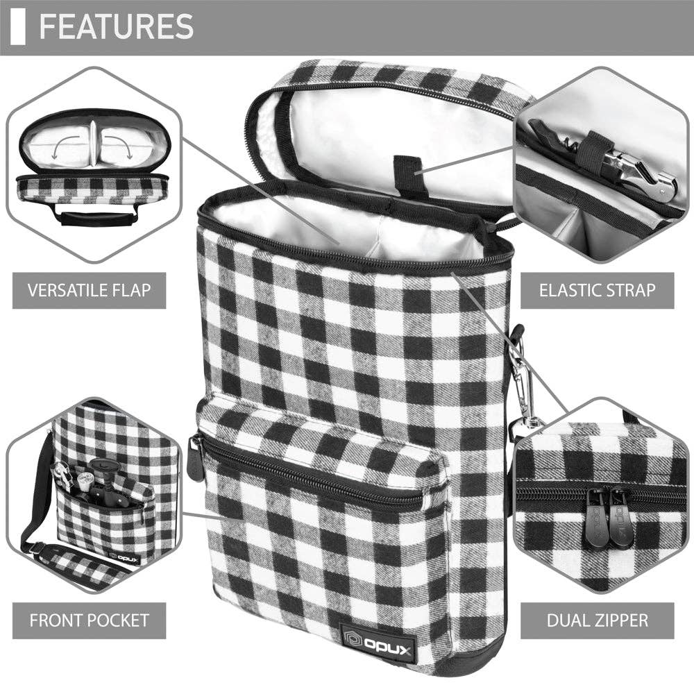 2 Bottle Wine Carrier Bag With Zippered Front Pocket