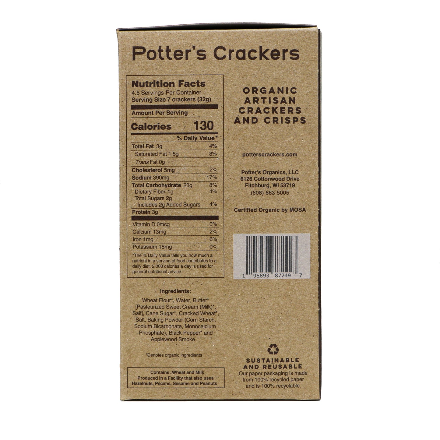 Potter's Crackers Organic Applewood Smoked Crackers - 5 oz 700