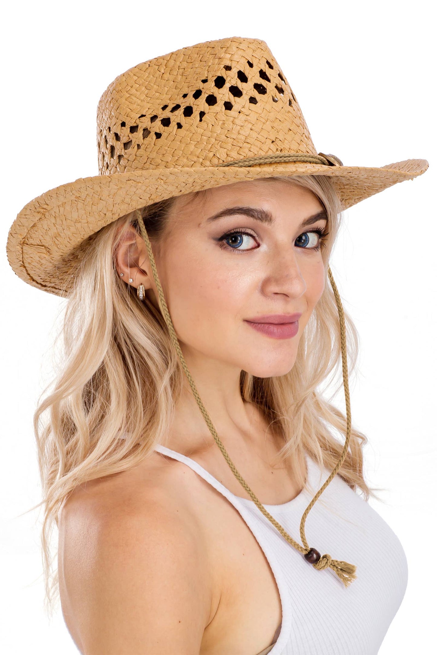 Simplistic Woven Raffia Paper Straw Cowboy Hat