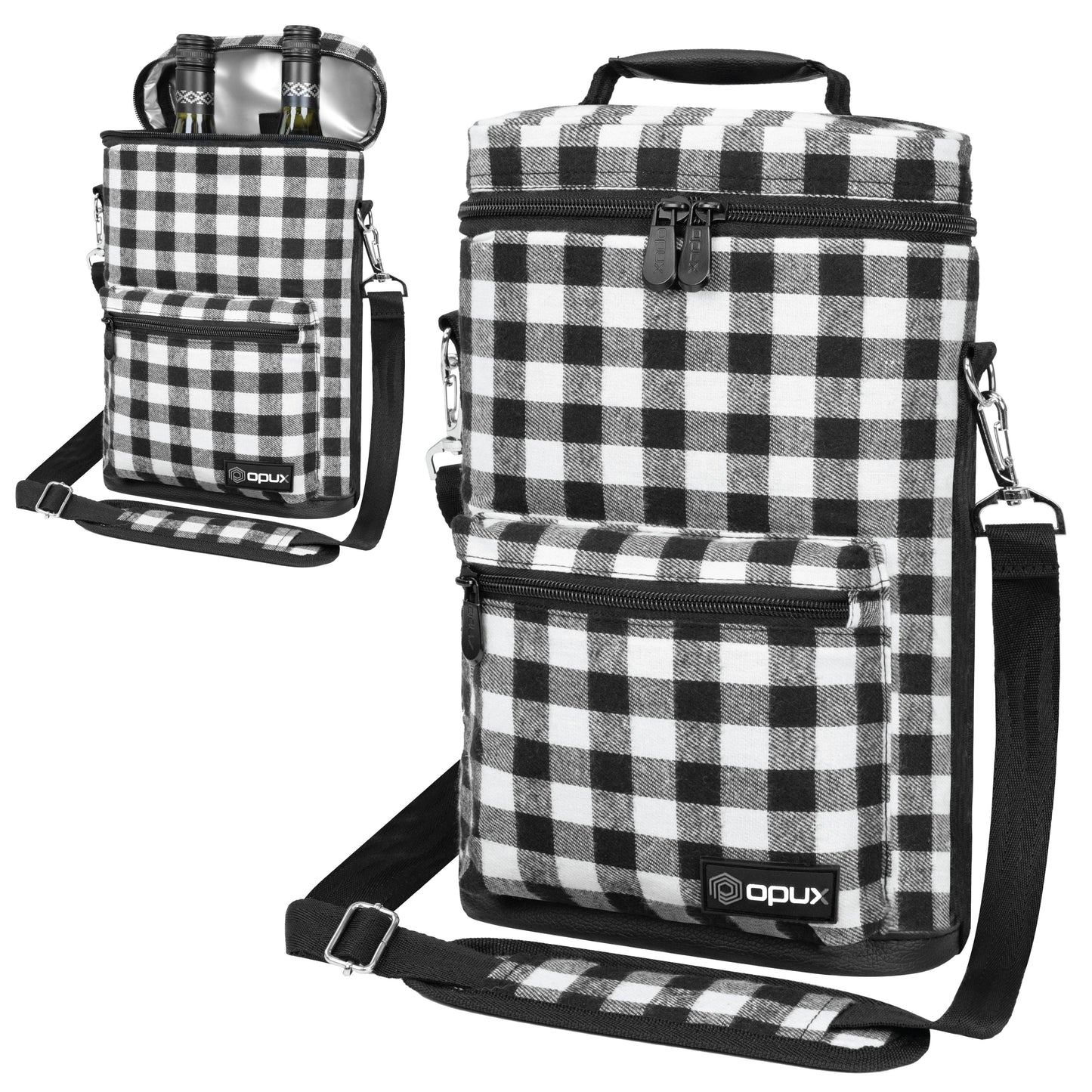 2 Bottle Wine Carrier Bag With Zippered Front Pocket