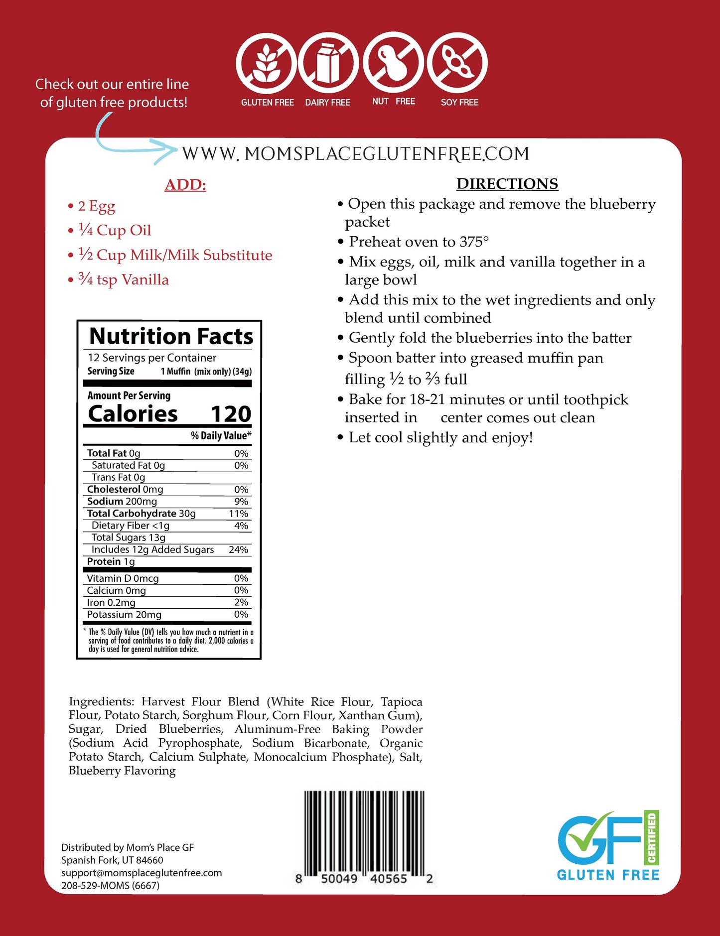 Gluten-Free Blueberry Muffin Mix 700