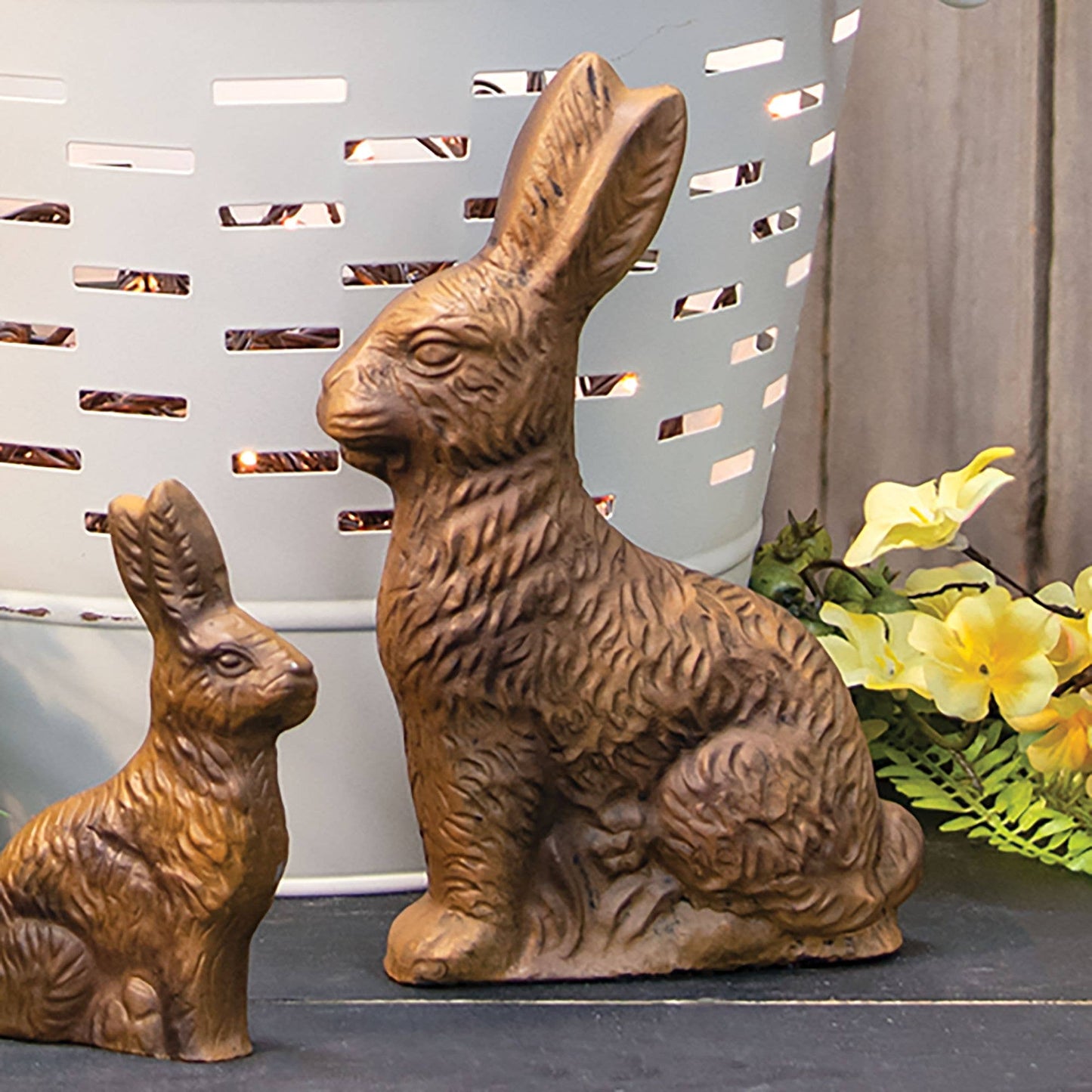 Resin Brown Bunny Figurine, 8 inch