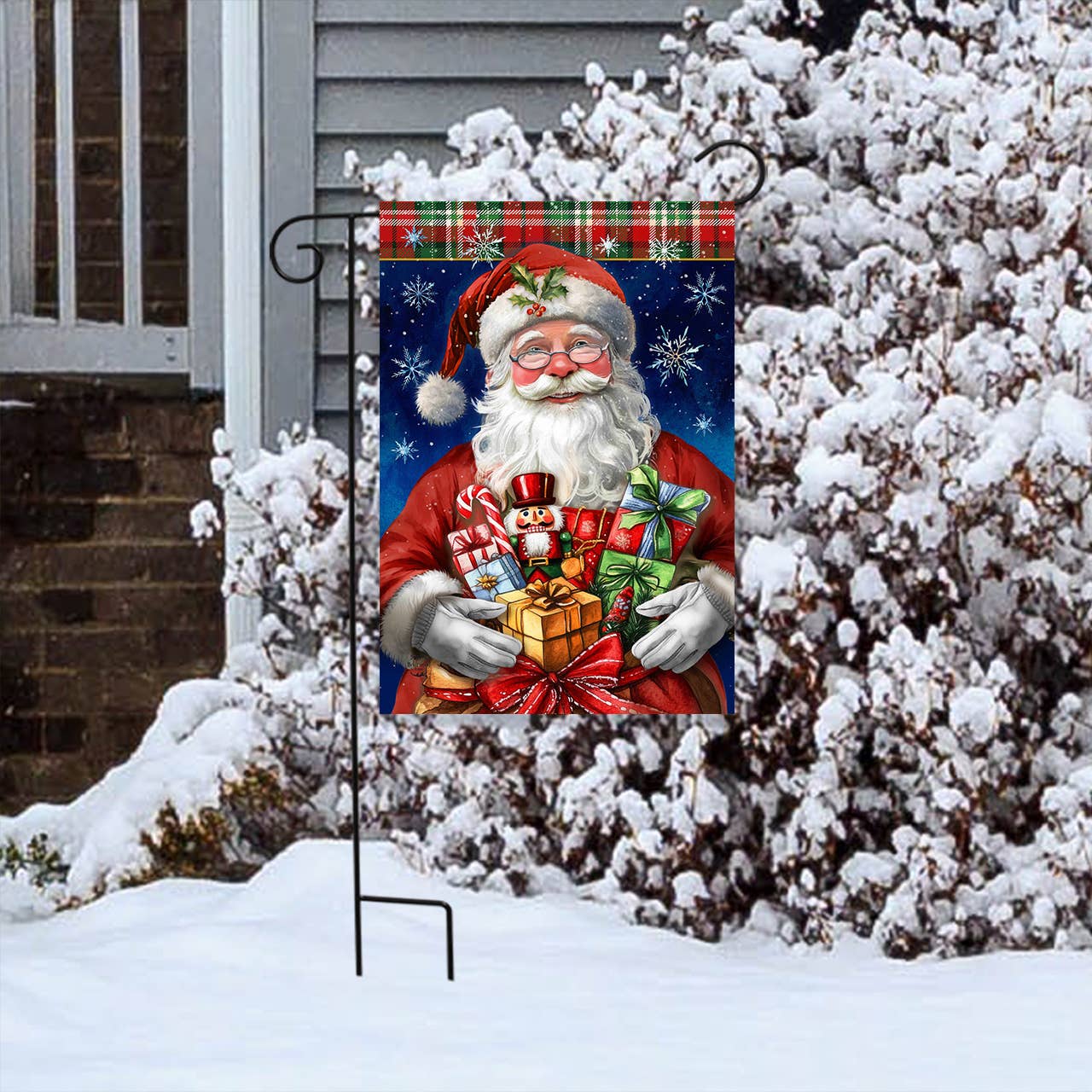 Holly Jolly Santa Garden Flag