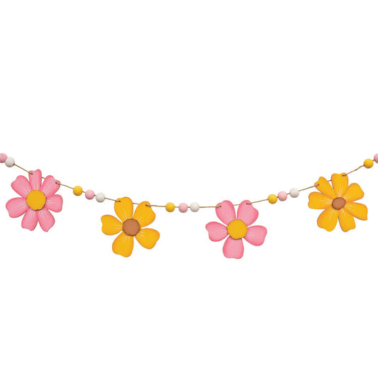 Beaded Spring Flowers Wooden Garland 725