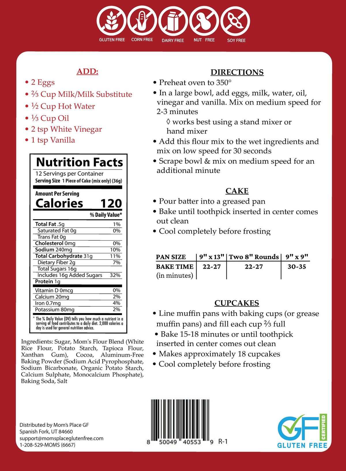 Gluten-Free Ultimate Chocolate Cake or Cupcake Mix