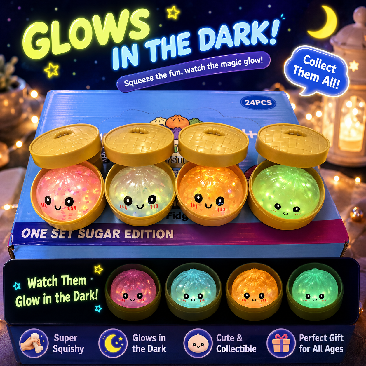2.5" Glow-in-the-Dark Dumpling Squishy 735