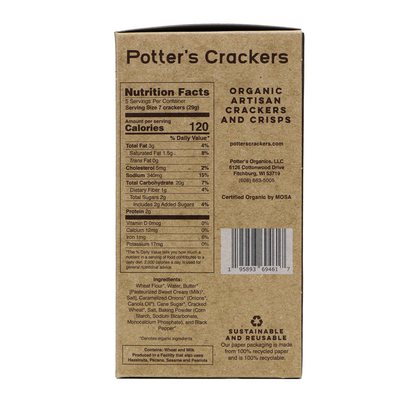 Potter's Crackers Organic Caramelized Onion Crackers - 5 oz 700