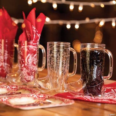 CLEAR PLASTIC COWBOY BOOT MUG