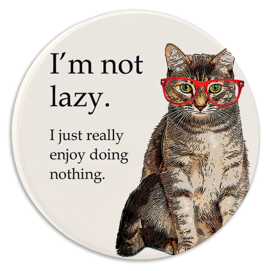 Car Coaster I'm Not Lazy Cat