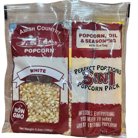 5.5oz Tri-Pack of White Hulless Popcorn