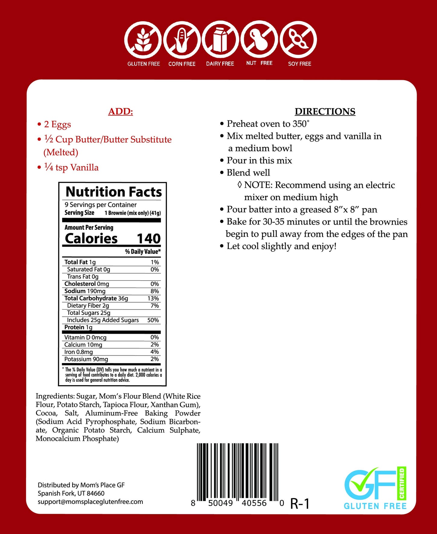 Mom's Best Gluten-Free Brownie Mix 700