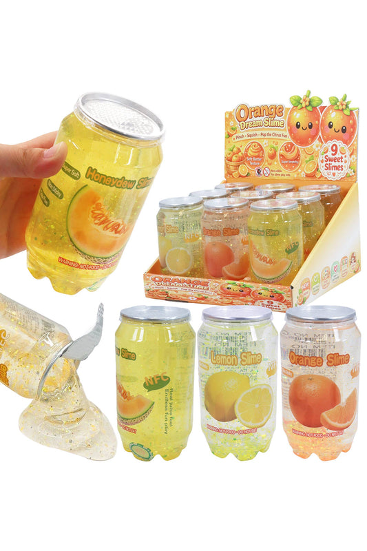 Sparkling Yellow Citrus Melon Fruit Soda Can Glitter Slime