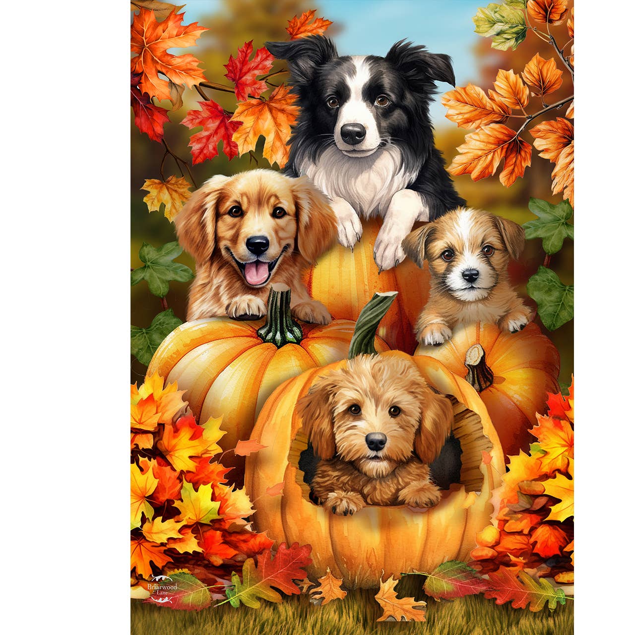 Fall Pumpkin Puppies Garden Flag