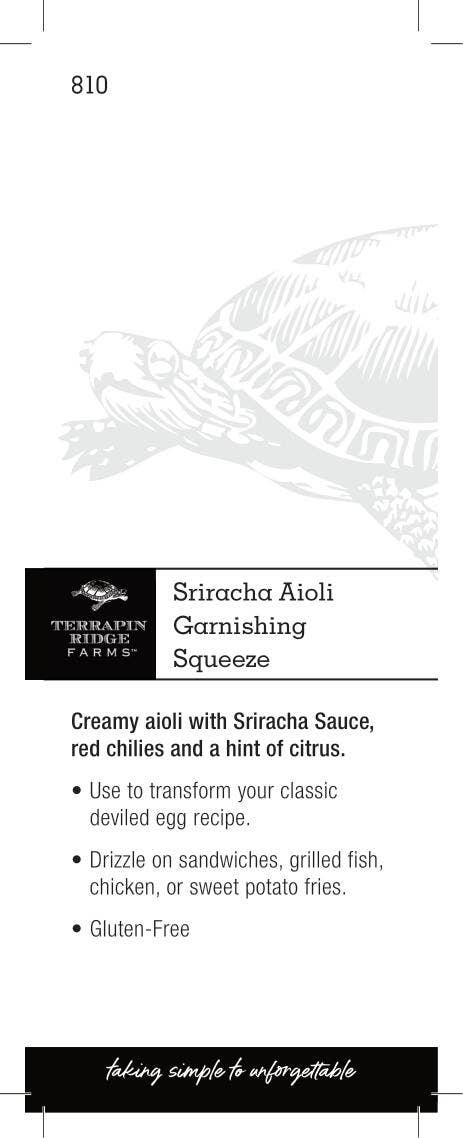 Shelf Talker Sriracha Aioli Garnishing Squeeze