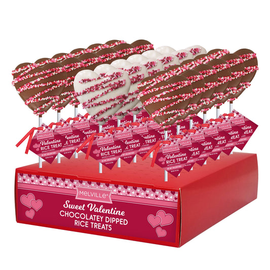 Chocolate Drizzle Heart Shaped Rice Treat Pops, 18ct Display