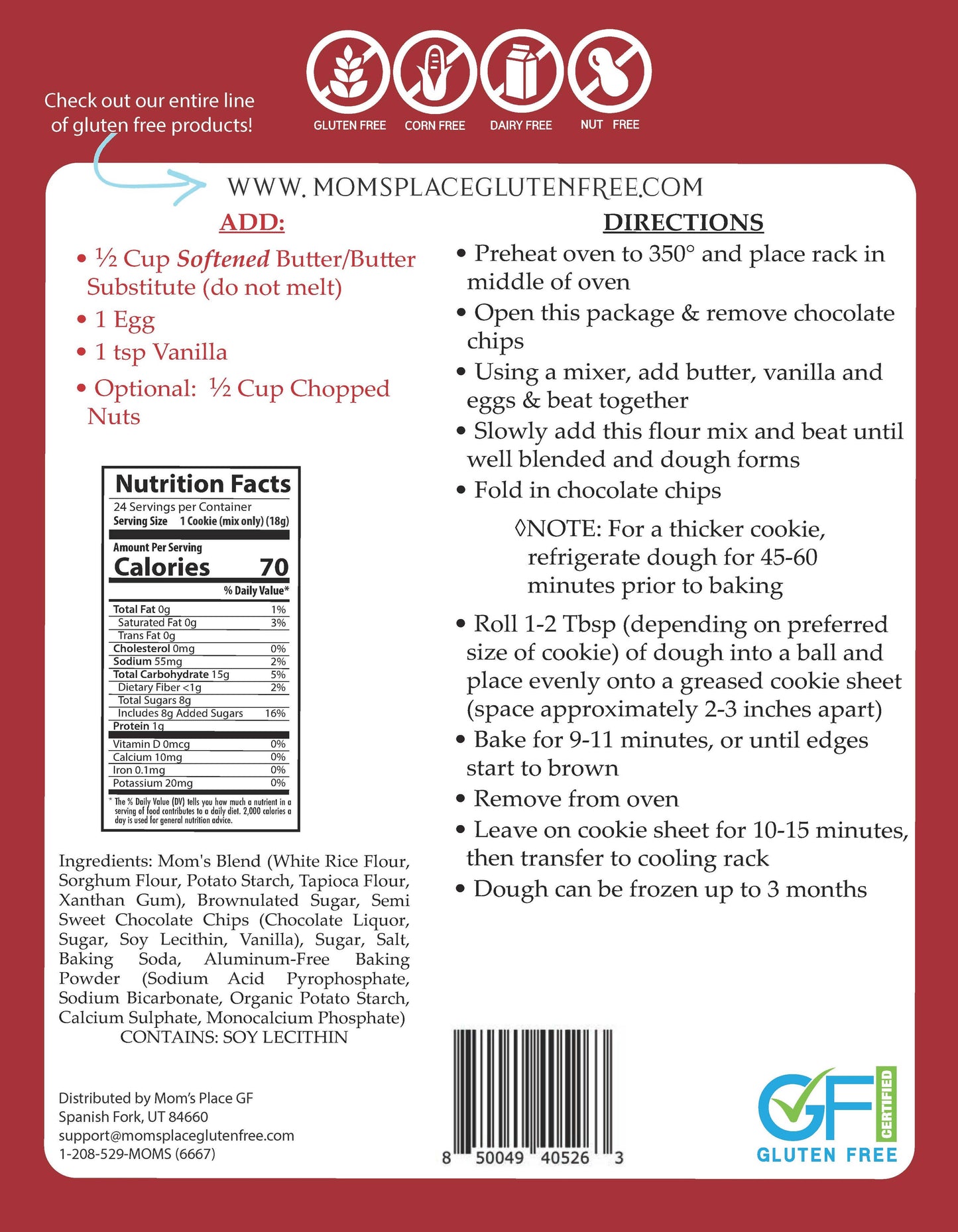 Gluten-Free Chocolate Chip Cookies Mix. 700