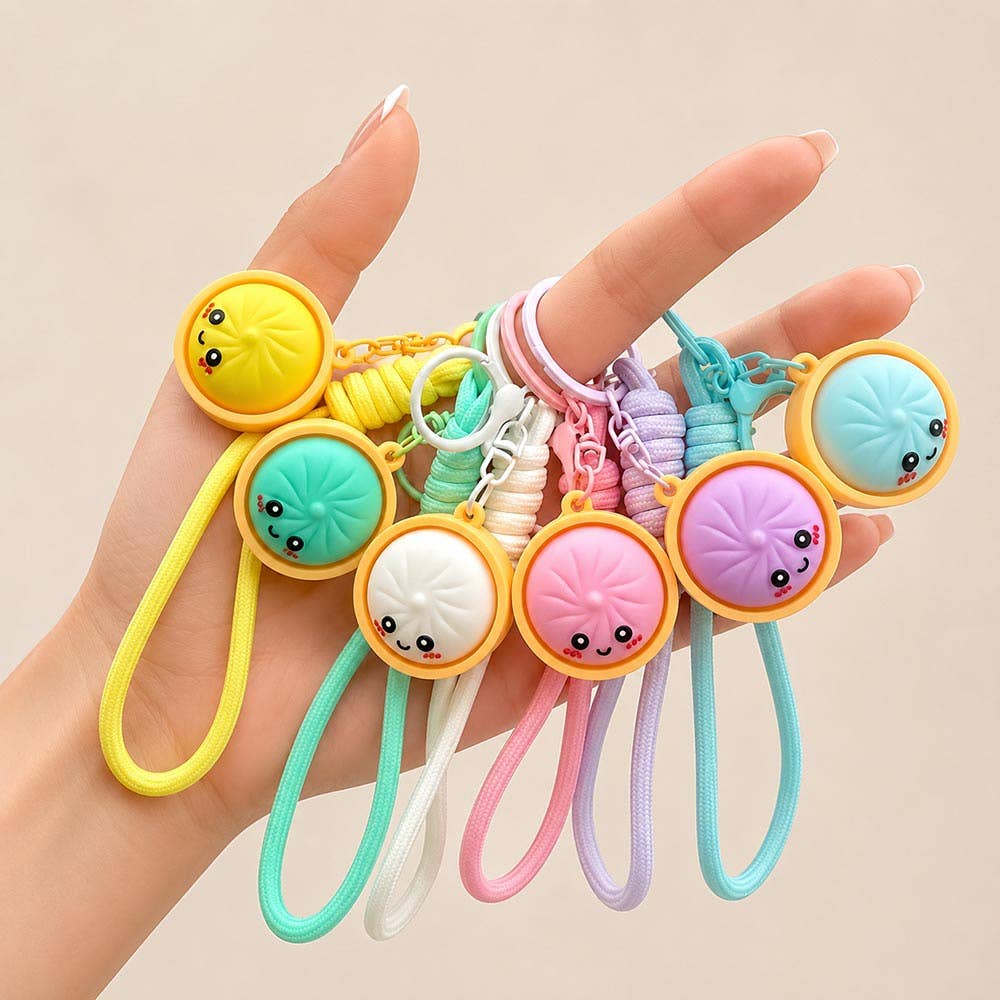 Bao Bun Dumpling Stress Relief Fidget Clicker Bag Charm Keychains 735