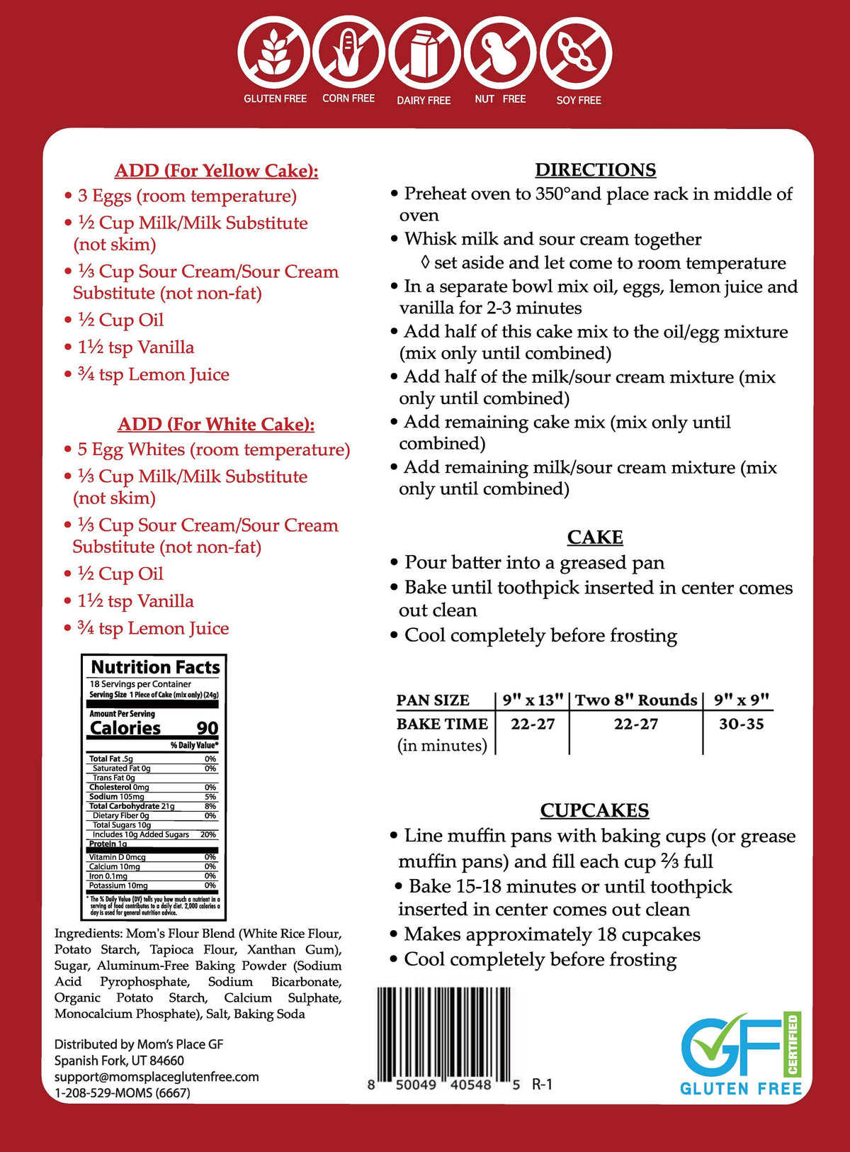 Gluten-Free Yellow or White Cake Mix