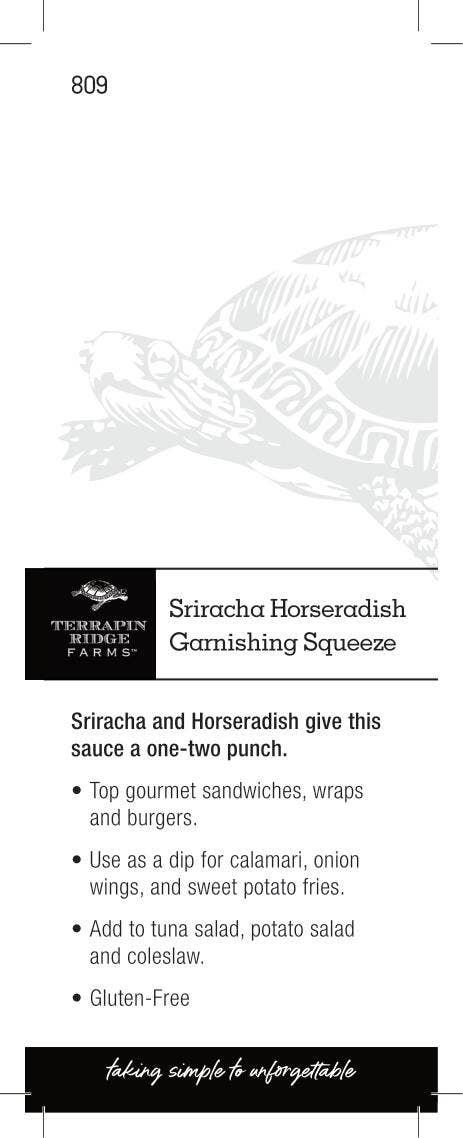 Shelf Talker Sriracha Horseradish Garnishing Squeeze