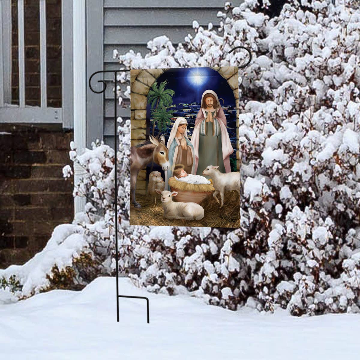 Away in A Manger Christmas Garden Flag 18" x 12.5"