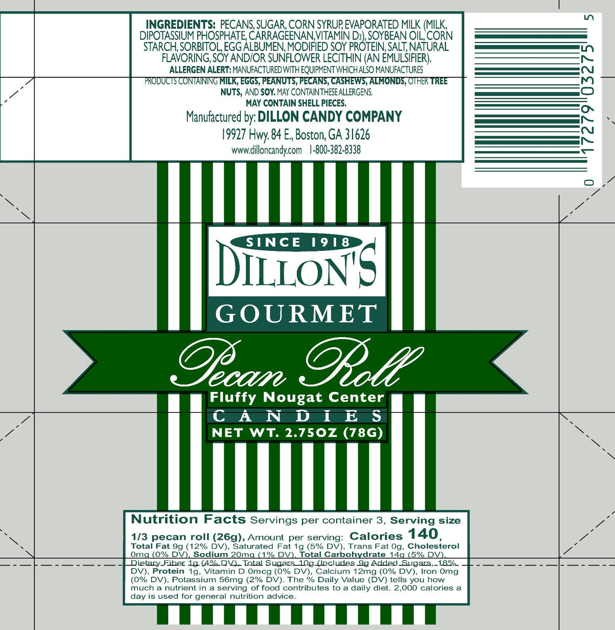 Pecan Log Roll, Gourmet, Large Pecans, 2.75 oz.