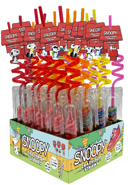Snoopy Crazy Pop Straws w/shoe charm, 30ct