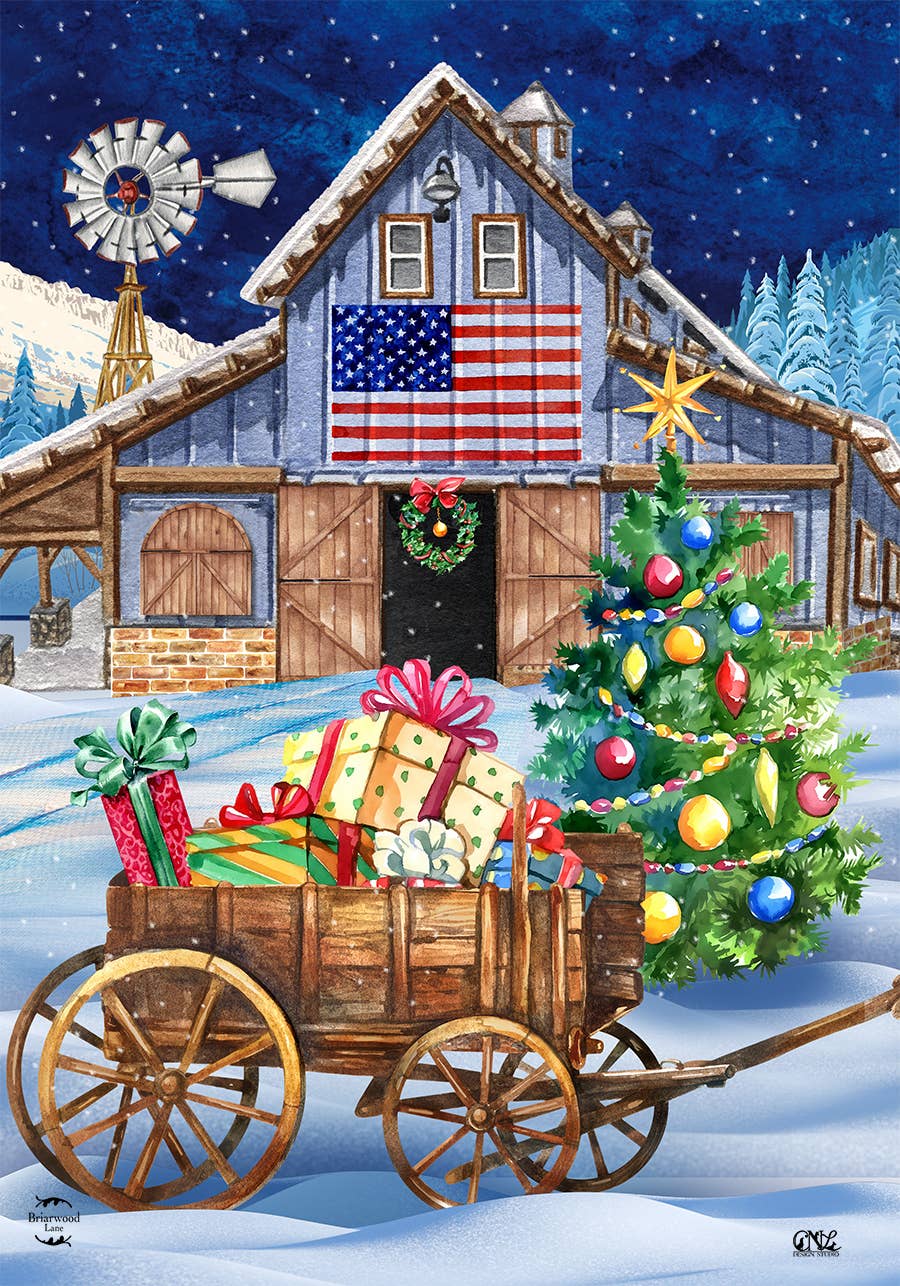 Holiday Barn Garden Flag
